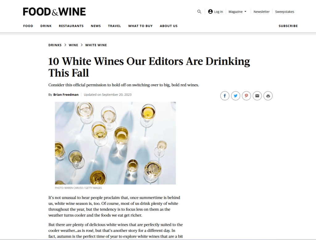 Image of Food & Wine article header